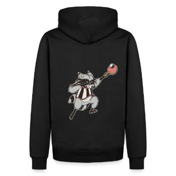 Tischtennis Outfit Damen Katze - Männer Premium Bio Hoodie - Schwarz - Hinten - Nico (187cm)
