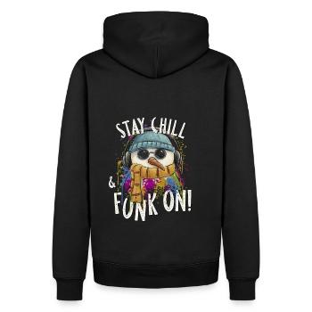 Stay Chill & Funk On! Groovy DJ Schneemann - Männer Premium Bio Hoodie - Schwarz - Hinten - Nico (187cm)