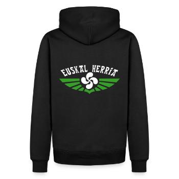 Euskal Herria - Pays Basque 37 - Sweat à capuche Premium bio Homme - noir - Dos - Nico (187cm)