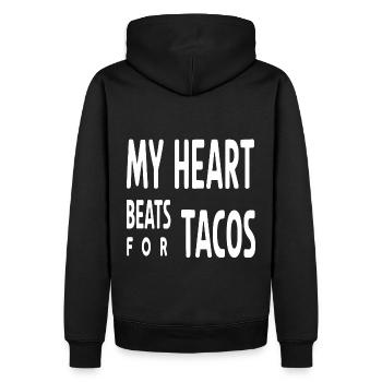 Mon cœur bat pour les tacos Funny Food Lover - Sweat à capuche Premium bio Homme - noir - Dos - Nico (187cm)