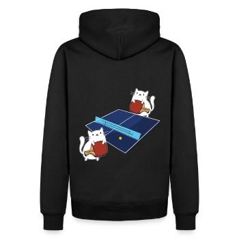 Tischtennis Outfit Damen Katze - Männer Premium Bio Hoodie - Schwarz - Hinten - Nico (187cm)