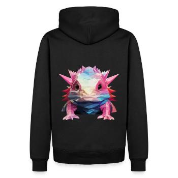 Polygon-Axolotl perfekt für Tierliebhaber - Männer Premium Bio Hoodie - Schwarz - Hinten - Nico (187cm)