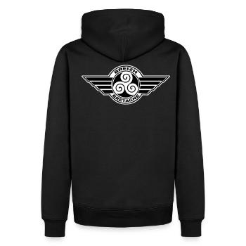 Breirzh Bretagne Triskel - Sweat à capuche Premium bio Homme - noir - Dos - Nico (187cm)