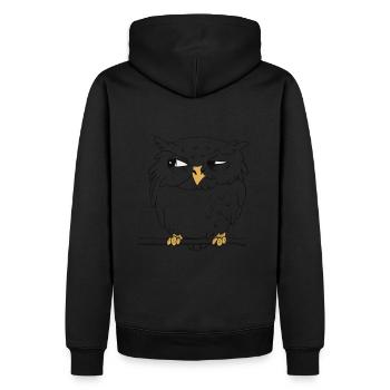 skeptical eagle owl (eyes and feet) - Men’s Premium Organic Hoodie - black - Back - Nico (187cm)