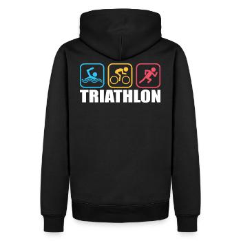 Triathlon - Men’s Premium Organic Hoodie - black - Back - Nico (187cm)