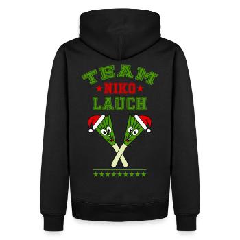 Team Nikolauch Lauch Père Noël Logo de Noël - Sweat à capuche Premium bio Homme - noir - Dos - Nico (187cm)