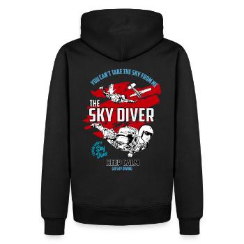 Sky Diving, Fallschirmspringer - Männer Premium Bio Hoodie - Schwarz - Hinten - Nico (187cm)