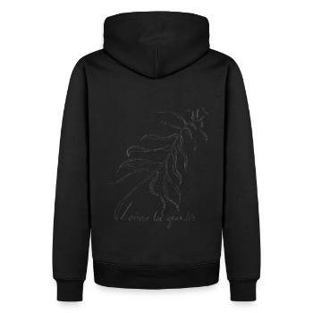 "Let yourself grow up" - Men’s Premium Organic Hoodie - black - Back - Nico (187cm)