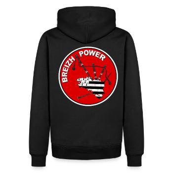 breizh bretagne power - Sweat à capuche Premium bio Homme - noir - Dos - Nico (187cm)