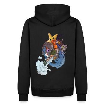 Jeu fille - Sweat à capuche Premium bio Homme - noir - Dos - Nico (187cm)