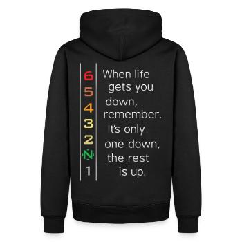 When life gets you down - Motorcycle / Motorrad - Männer Premium Bio Hoodie - Schwarz - Hinten - Nico (187cm)