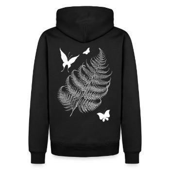 Fern butterflies design - Men’s Premium Organic Hoodie - black - Back - Nico (187cm)