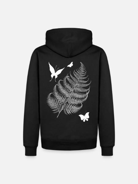 Fern butterflies design - Men’s Premium Organic Hoodie - black