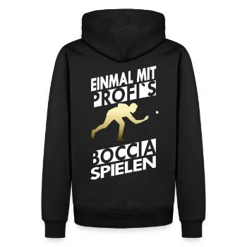 Einmal mit Profi s Boccia spielen - Männer Premium Bio Hoodie - Schwarz - Hinten - Nico (187cm)