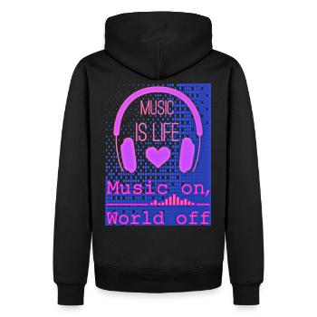 Musik - Männer Premium Bio Hoodie - Schwarz - Hinten - Nico (187cm)