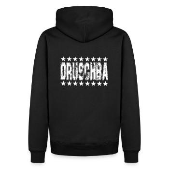 Druschba Freundschaft friendship w - Männer Premium Bio Hoodie - Schwarz - Hinten - Nico (187cm)