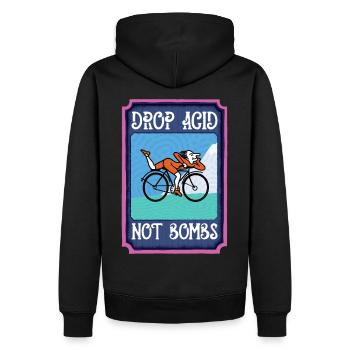 LSD Drop Acid Not Bombs - Men’s Premium Organic Hoodie - black - Back - Nico (187cm)
