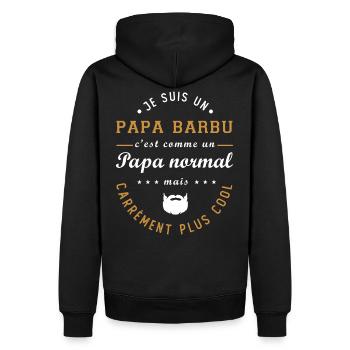 PAPA BARBU Cadeau papa - Sweat à capuche Premium bio Homme - noir - Dos - Nico (187cm)