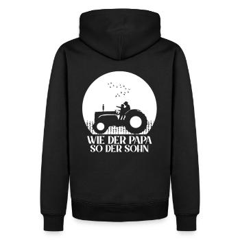 Traktor Wie der Papa so der Sohn Partnerlook - Männer Premium Bio Hoodie - Schwarz - Hinten - Nico (187cm)