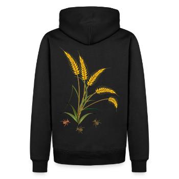 Kornähren mit Ameisen - Männer Premium Bio Hoodie - Schwarz - Hinten - Nico (187cm)