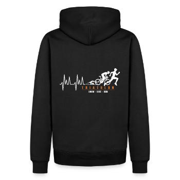 Triathlon Triathlet Sport Triathlon - Männer Premium Bio Hoodie - Schwarz - Hinten - Nico (187cm)