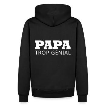 Papa trop génial Cadeau Homme fête des pères - Sweat à capuche Premium bio Homme - noir - Dos - Nico (187cm)