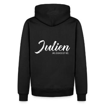 Julien une légende Cadeau T shirt julien - Sweat à capuche Premium bio Homme - noir - Dos - Nico (187cm)