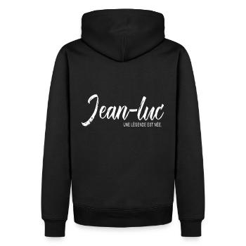Jean luc une légende Cadeau T shirt Jean luc - Sweat à capuche Premium bio Homme - noir - Dos - Nico (187cm)