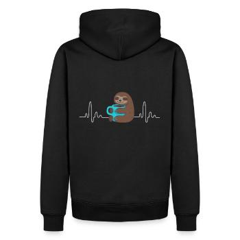 Ich liebe Kaffee T-Shirt Kaffee Zeit Sholt - Männer Premium Bio Hoodie - Schwarz - Hinten - Nico (187cm)