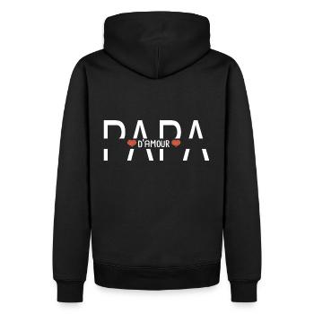 Love Dad Personalisiertes Vatertags-T-Shirt - Männer Premium Bio Hoodie - Schwarz - Hinten - Nico (187cm)