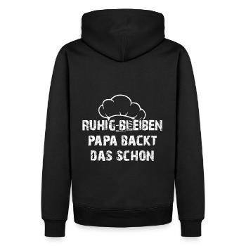 Papa backt das schon - lustiger Papa Backspruch - Männer Premium Bio Hoodie - Schwarz - Hinten - Nico (187cm)