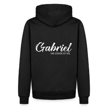 Gabriel une légende Cadeau T shirt gabriel - Sweat à capuche Premium bio Homme - noir - Dos - Nico (187cm)