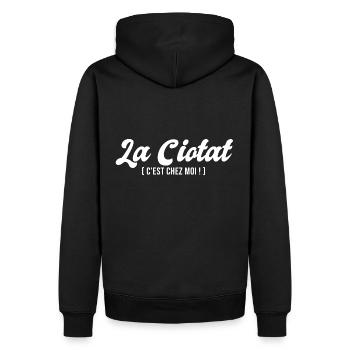 La Ciotat chez moi humour La Ciotat 13 - Sweat à capuche Premium bio Homme - noir - Dos - Nico (187cm)