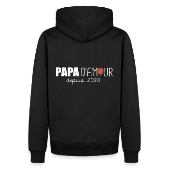 papa amour depuis 2020 cadeau fete papa - Sweat à capuche Premium bio Homme - noir - Dos - Nico (187cm)
