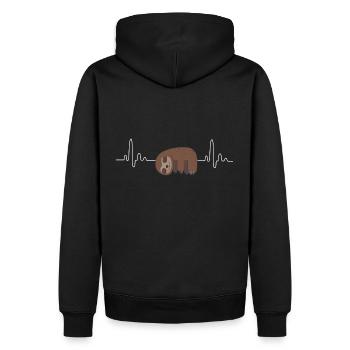 Lazy Chiller Faultier Humor T-Shirt - Männer Premium Bio Hoodie - Schwarz - Hinten - Nico (187cm)