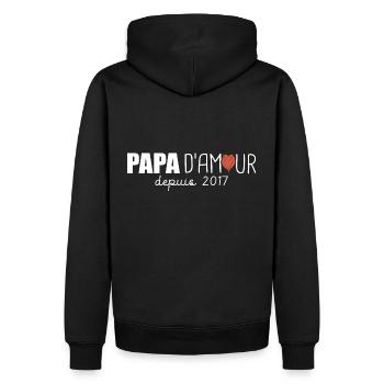 papa amour depuis 2017 cadeau fete papa - Sweat à capuche Premium bio Homme - noir - Dos - Nico (187cm)