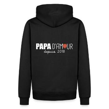 papa amour depuis 2018 cadeau fete papa - Sweat à capuche Premium bio Homme - noir - Dos - Nico (187cm)