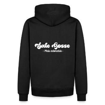 sale gosse mais adorable T-shirt drôle homme - Sweat à capuche Premium bio Homme - noir - Dos - Nico (187cm)