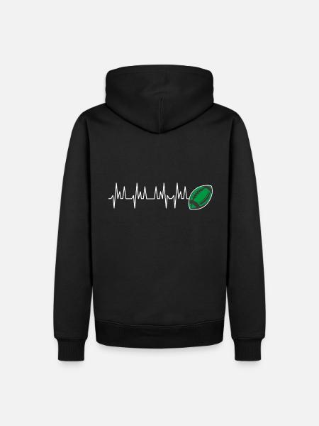 Rugby battement coeur rugby club pau montauban - Sweat à capuche Premium bio Homme - noir