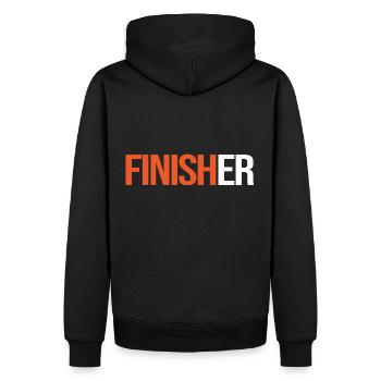 Finisher T-shirt sport sportifs à personnaliser - Sweat à capuche Premium bio Homme - noir - Dos - Nico (187cm)