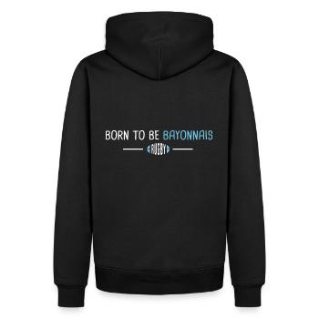 Rugby Bayonne born to be Bayonnais - Sweat à capuche Premium bio Homme - noir - Dos - Nico (187cm)