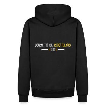 RugbyLa Rochelle born to be Rochellais - Sweat à capuche Premium bio Homme - noir - Dos - Nico (187cm)