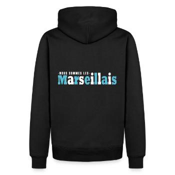 Marseille nous sommes les Marseillais football OM - Sweat à capuche Premium bio Homme - noir - Dos - Nico (187cm)
