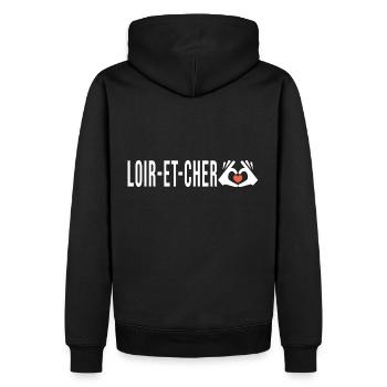 Loir et Cher j aime le Loir et Cher cadeau humour - Sweat à capuche Premium bio Homme - noir - Dos - Nico (187cm)