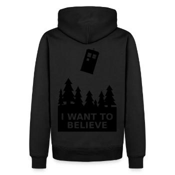 I want to believe - Sweat à capuche Premium bio Homme - noir - Dos - Nico (187cm)