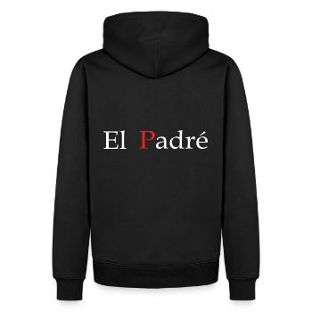 cadeau papa El padré cadeau papa fête - Sweat à capuche Premium bio Homme - noir - Dos - Nico (187cm)