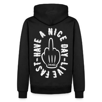 HAVE A NICE DAY - Männer Premium Bio Hoodie - Schwarz - Hinten - Nico (187cm)