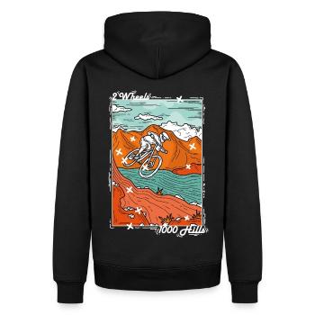 Downhill (white) - Men’s Premium Organic Hoodie - black - Back - Nico (187cm)