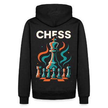 Königszug – Schach trifft Stil - Männer Premium Bio Hoodie - Schwarz - Hinten - Nico (187cm)