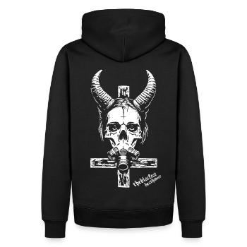 Das Kreuz Petri - Männer Premium Bio Hoodie - Schwarz - Hinten - Nico (187cm)